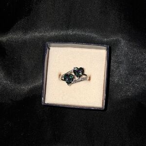 Double Heart Gemstone Ring